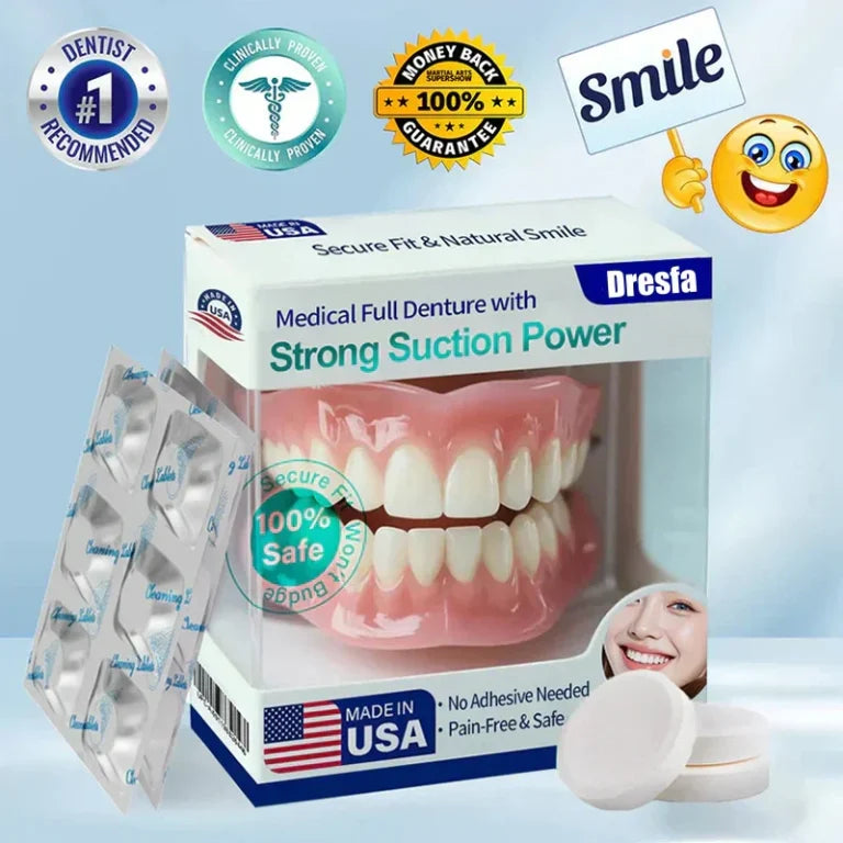 Medical Full Denture with Strong Suction Made and Shipped from the USA